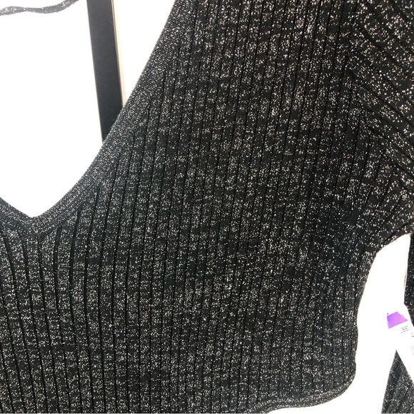 Open Edit Woman Sparkle Black Double V Cut Out Mini Dress Size XL NWT #k23 - Picture 3 of 6